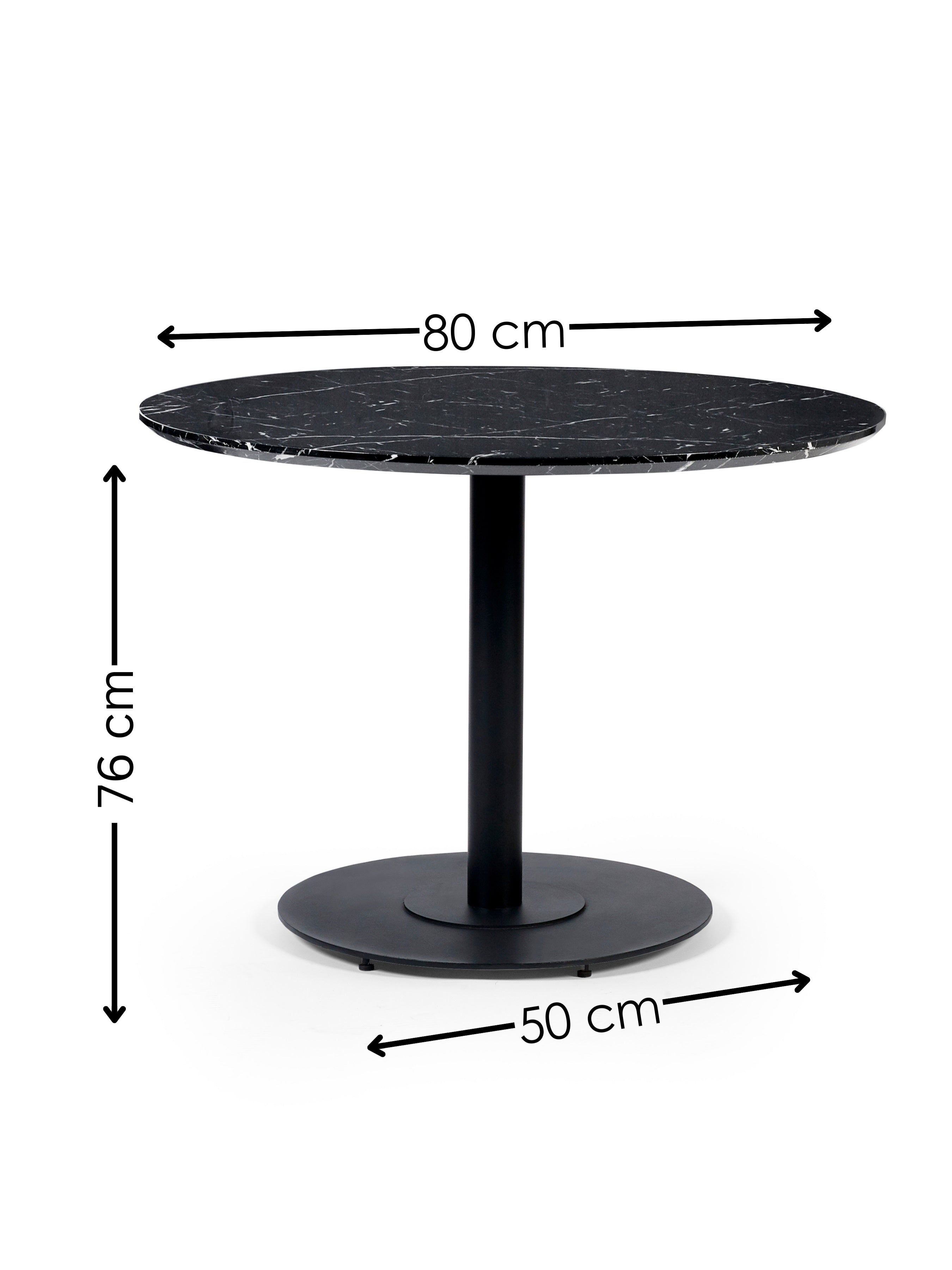 Luca 80cm Round Dining Table Black