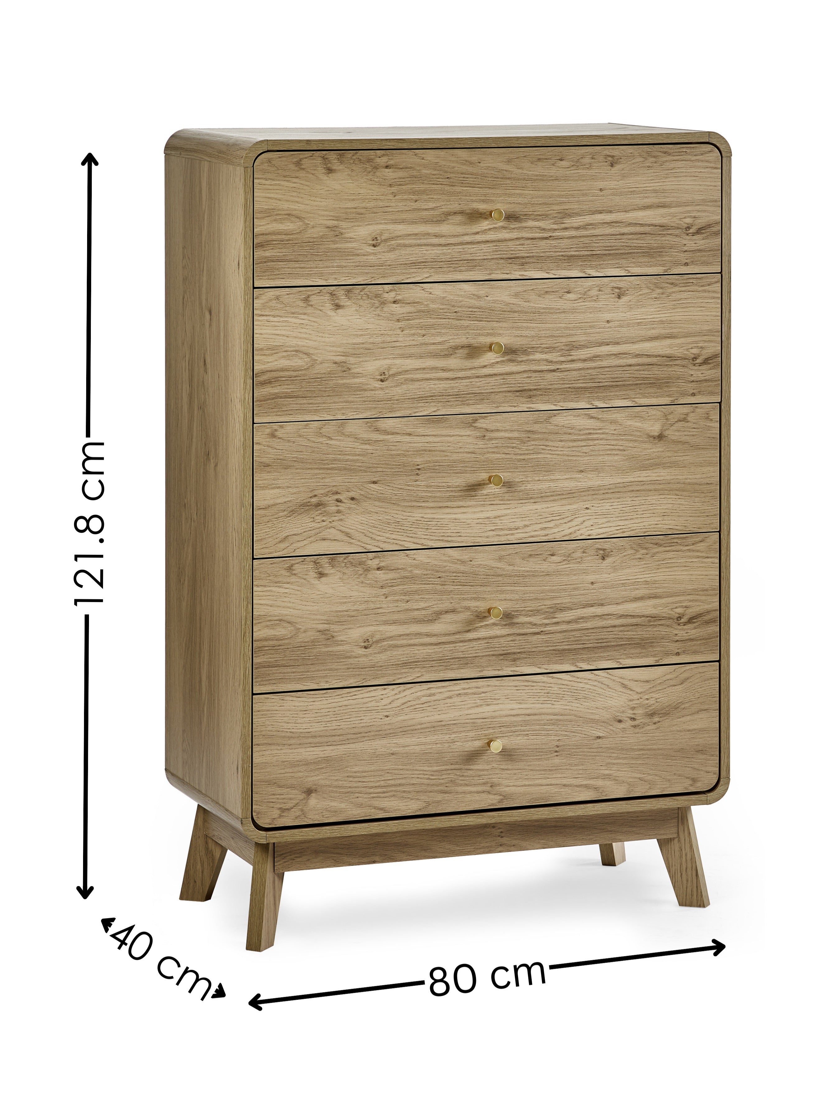 Ingrid 5 Drawer Chest Oak
