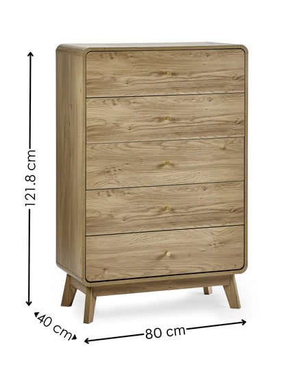 Ingrid 5 Drawer Chest Oak