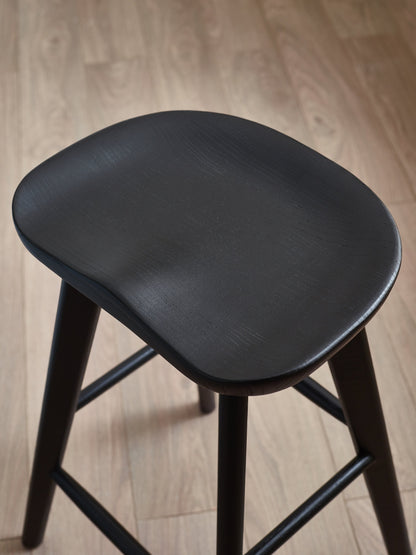 Mulu Black Solid Oak Bar Stool