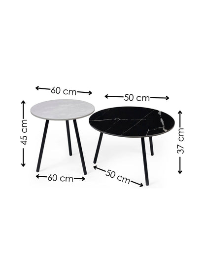 Casper Set of Side Tables Grey and Black
