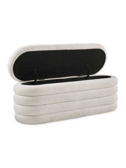 Hailey Ivory Boucle Upholstered Ottoman Storage Bench