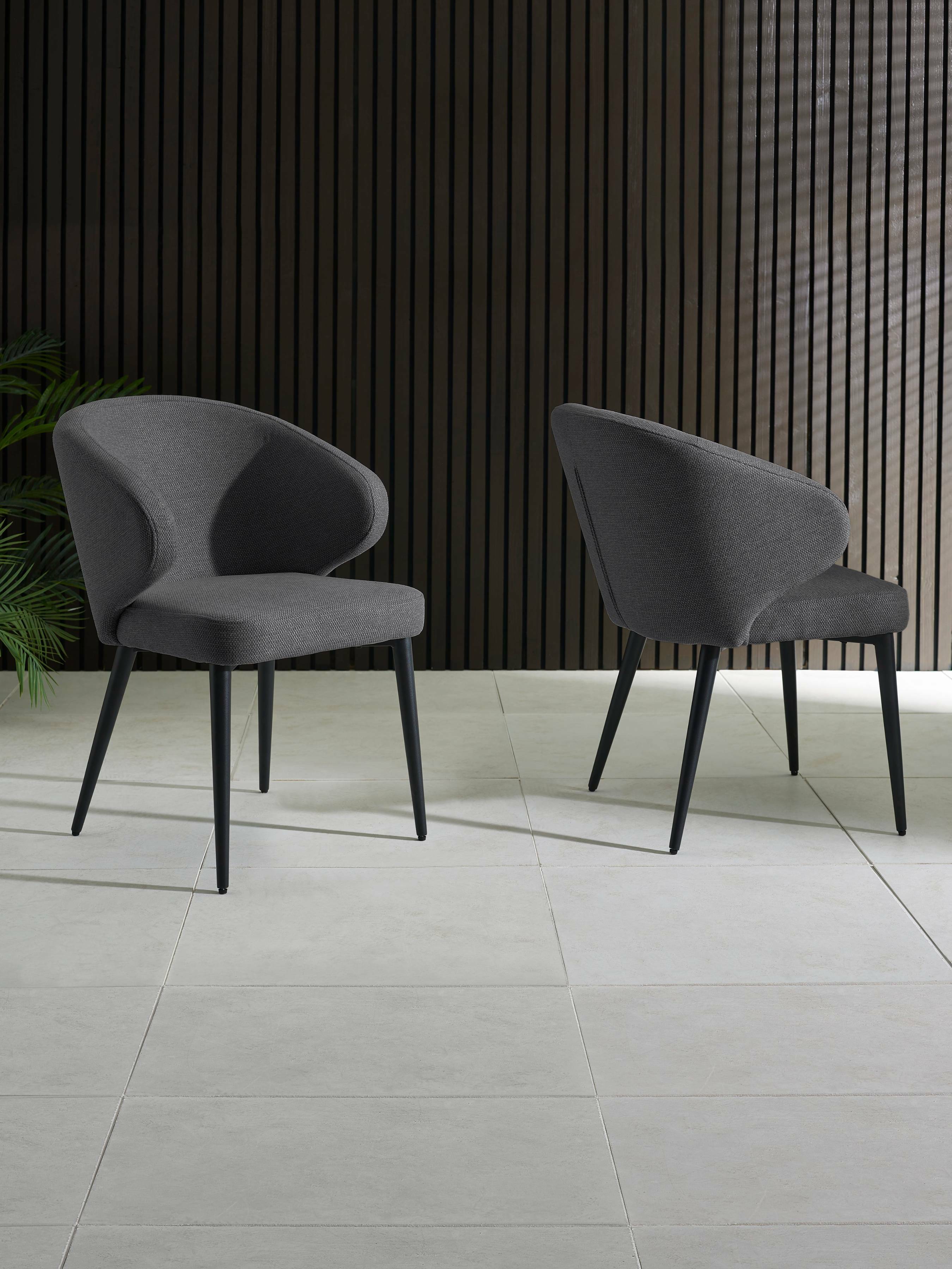 Marcus Mid Grey Fabric Dining Chairs (Set of 2)