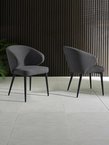 Marcus Mid Grey Fabric Dining Chairs (Set of 2)