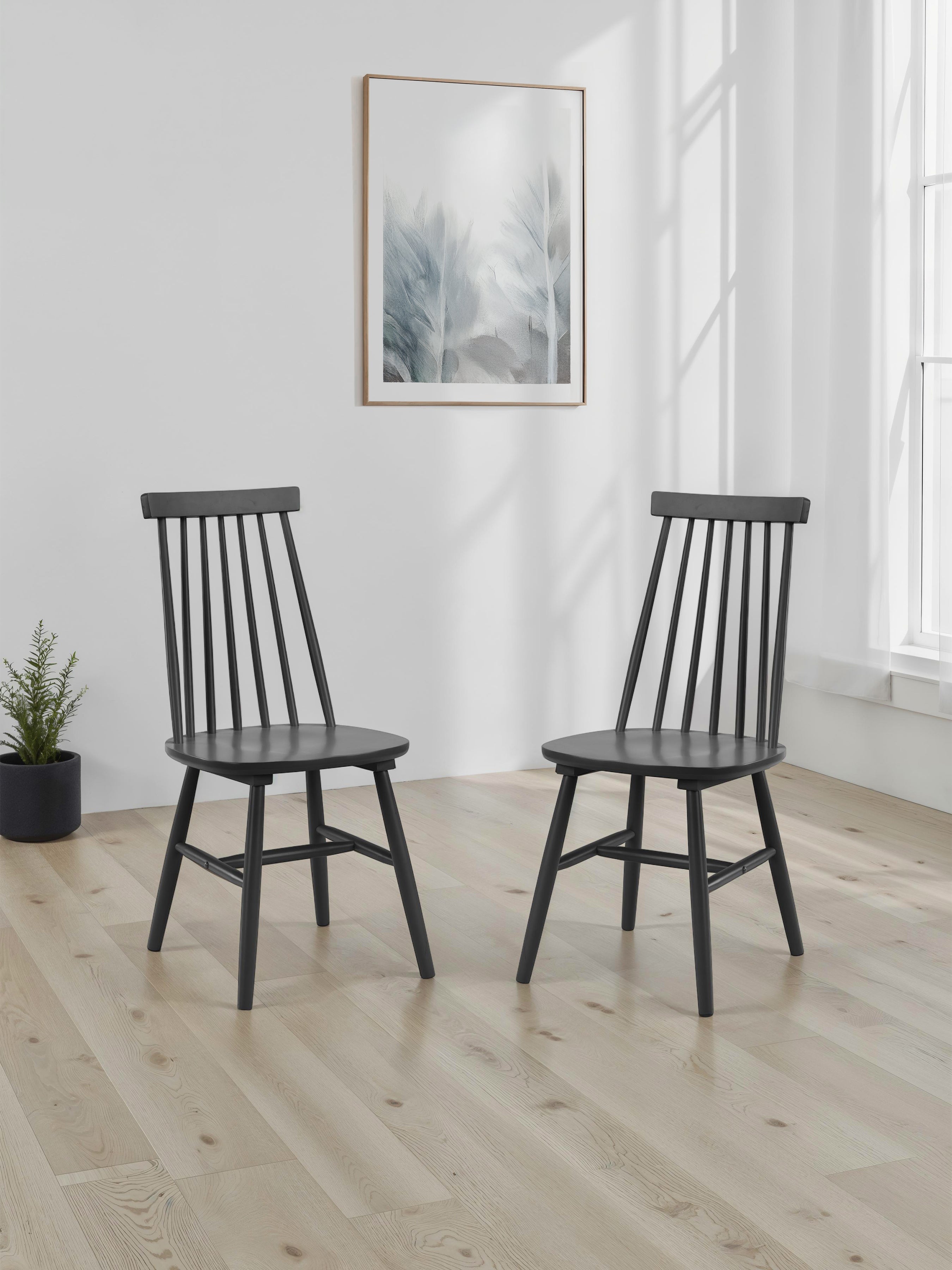 Alassio Spindle Back Dining Chairs - Black (Set of 2)