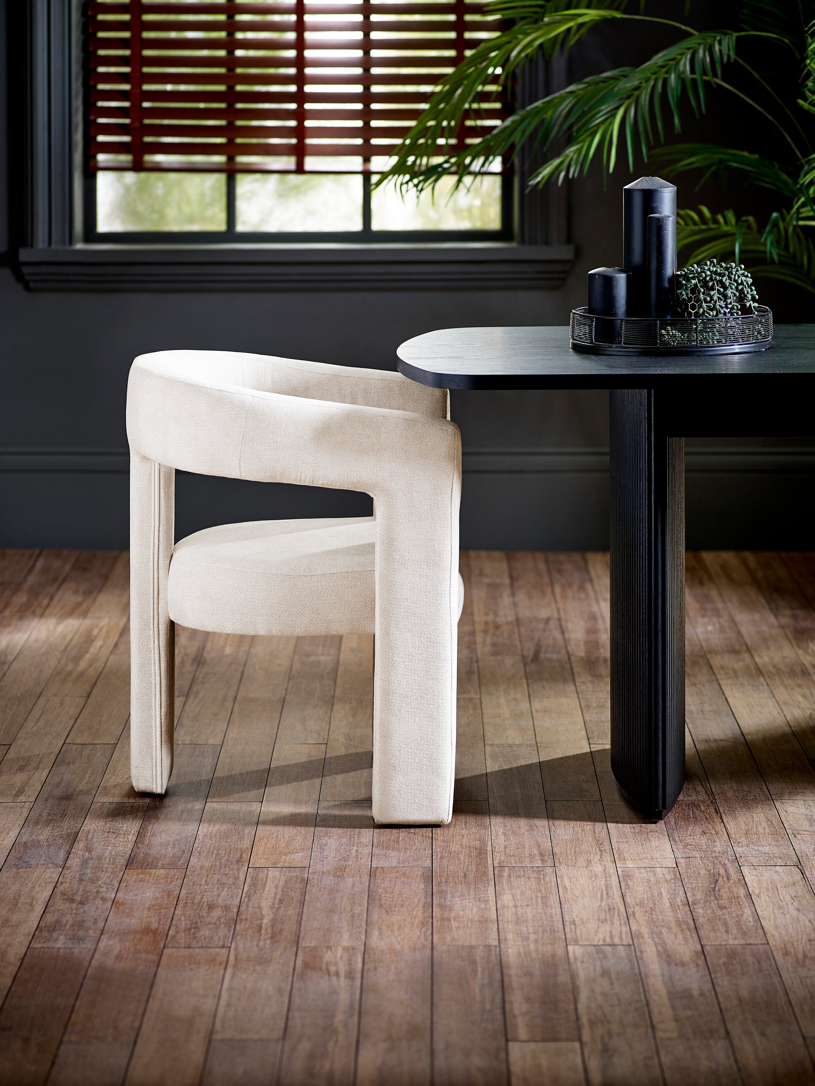 Elara Cream Chenille Upholstered  Chair