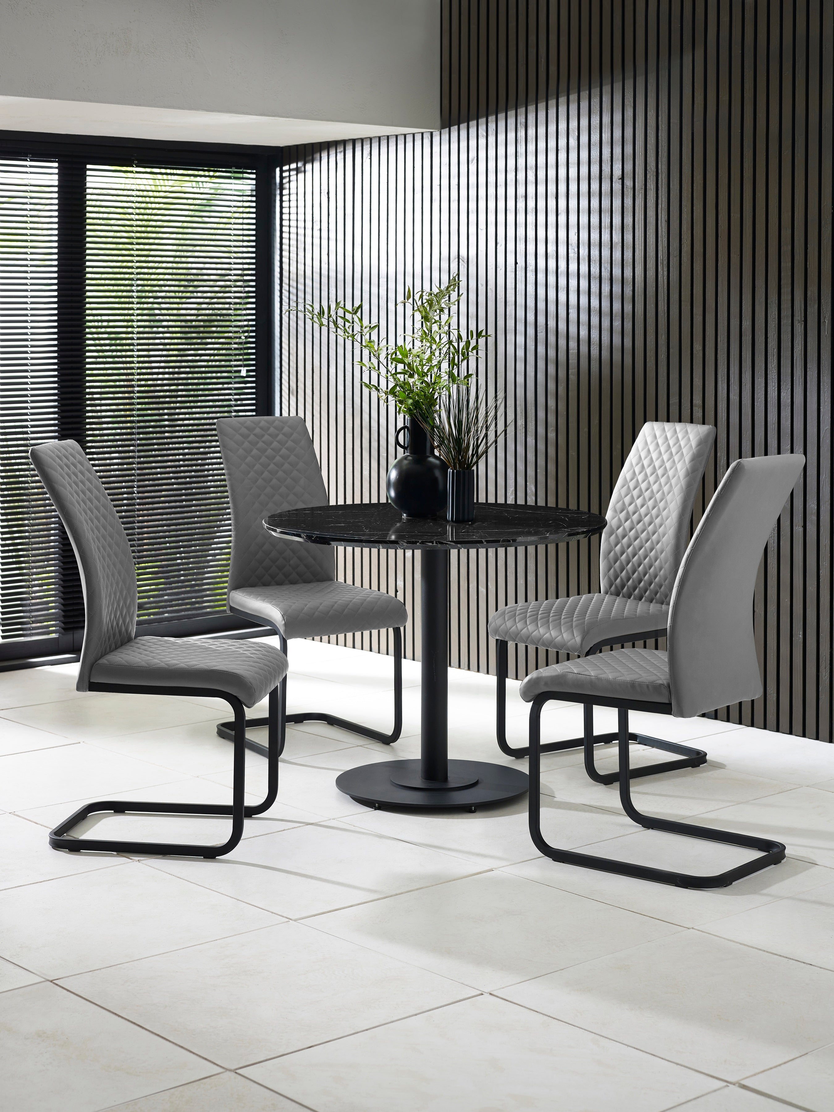 Xavier Grey Upholstered Cantilever Dining Chairs (Set of 4)