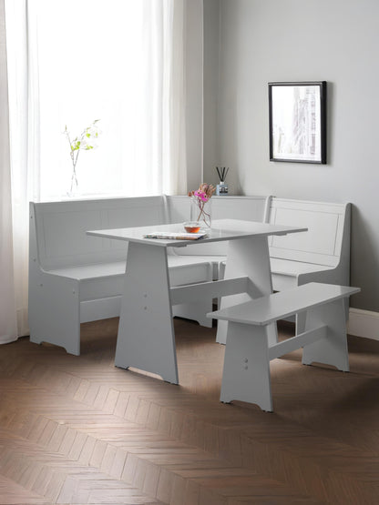 Newport Corner Dining Set With Storage Bench - Dove Grey