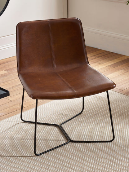 Joren Tan Brown PU Leather Lounge Chair
