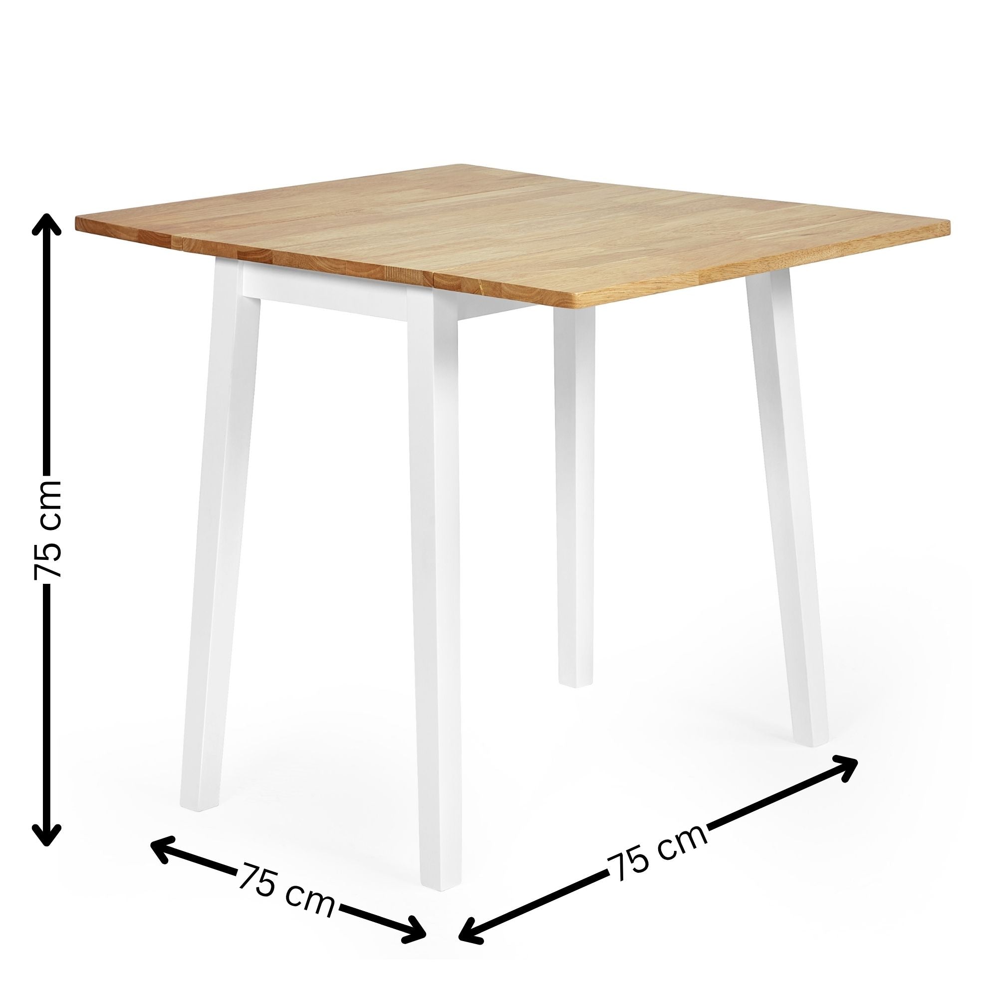 Linwood White and Oak 75cm Drop Leaf Square Extending Dining Table