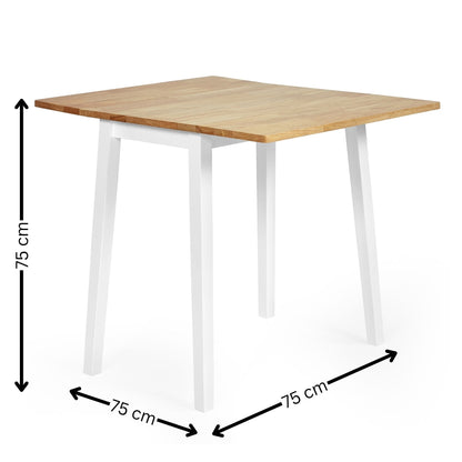 Linwood White and Oak 75cm Drop Leaf Square Extending Dining Table