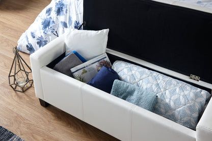 GFW Storage Ottoman Verona Ottoman Bench White Pu Bed Kings
