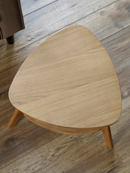 Vera Oak Triangular Side Table with Shelf
