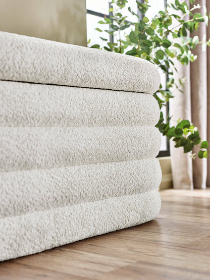 Hailey Ivory Boucle Upholstered Ottoman Storage Bench