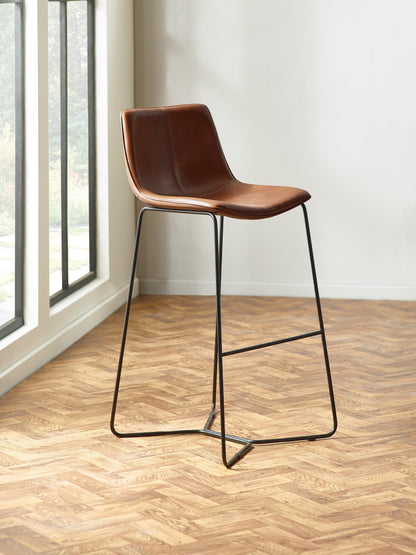 Joren Tan Brown PU Leather Bar Stools (Set of 2)