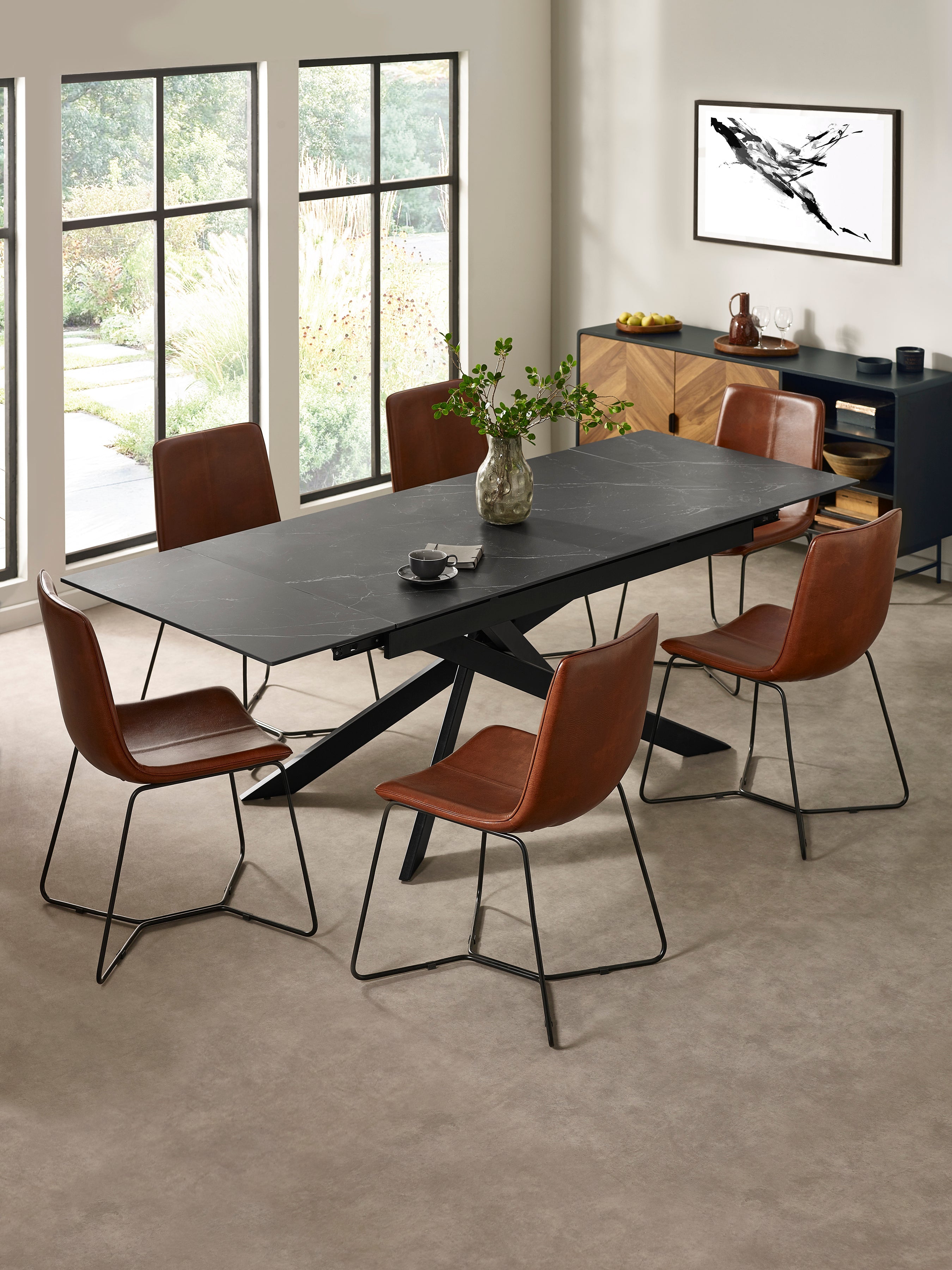 Joren Tan Brown PU Leather Dining Chairs (Set of 2)