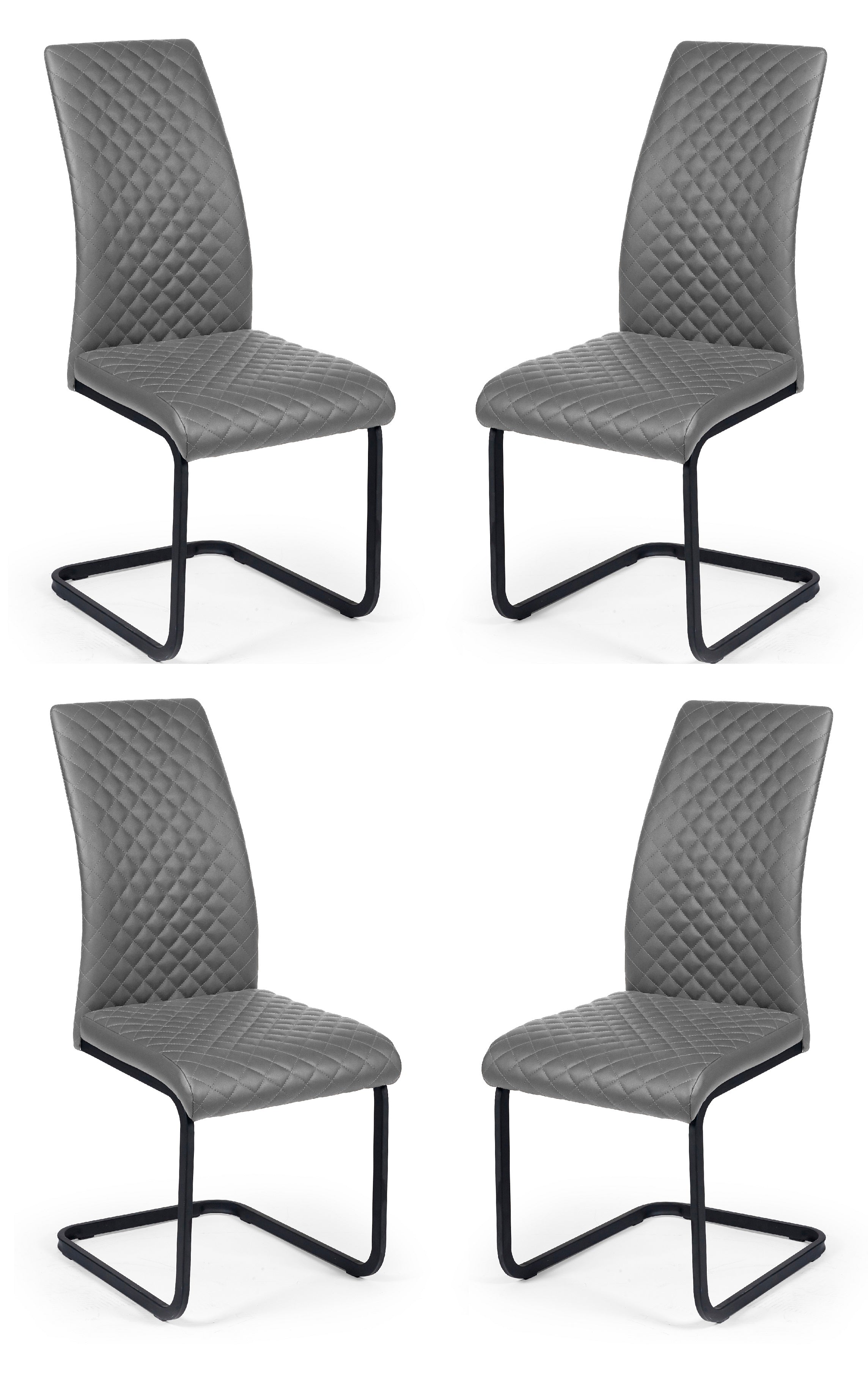 Xavier Grey Upholstered Cantilever Dining Chairs (Set of 4)
