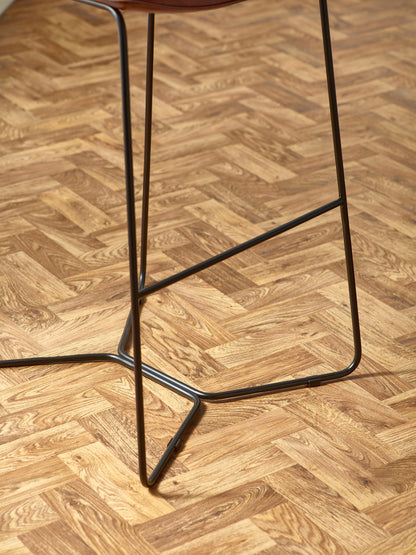 Joren Tan Brown PU Leather Bar Stools (Set of 2)