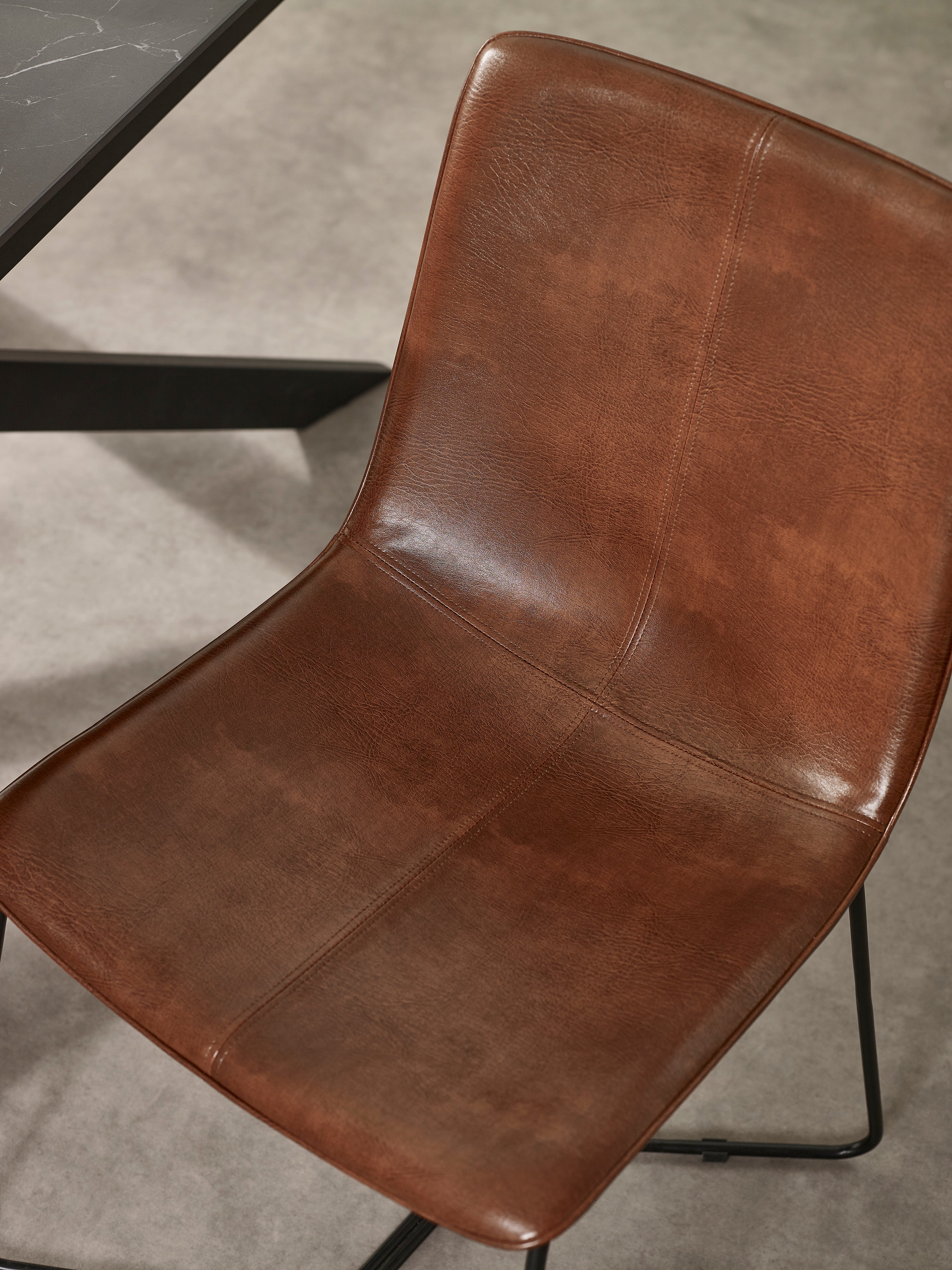 Joren Tan Brown PU Leather Dining Chairs (Set of 2)