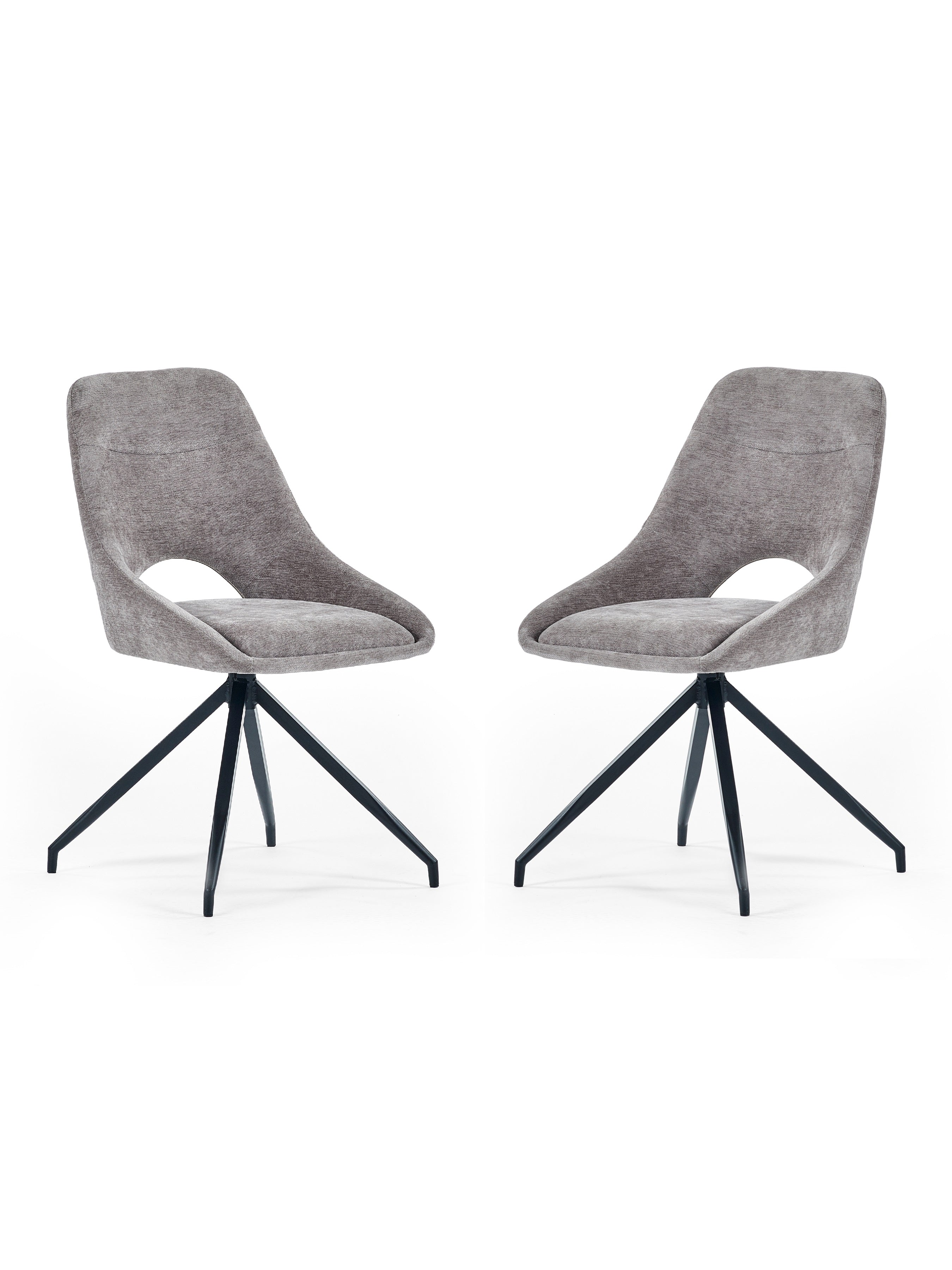 Jonah Grey Chenille Upholstered Dining Chairs (Set of 2)
