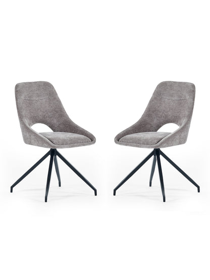 Jonah Grey Chenille Upholstered Dining Chairs (Set of 2)