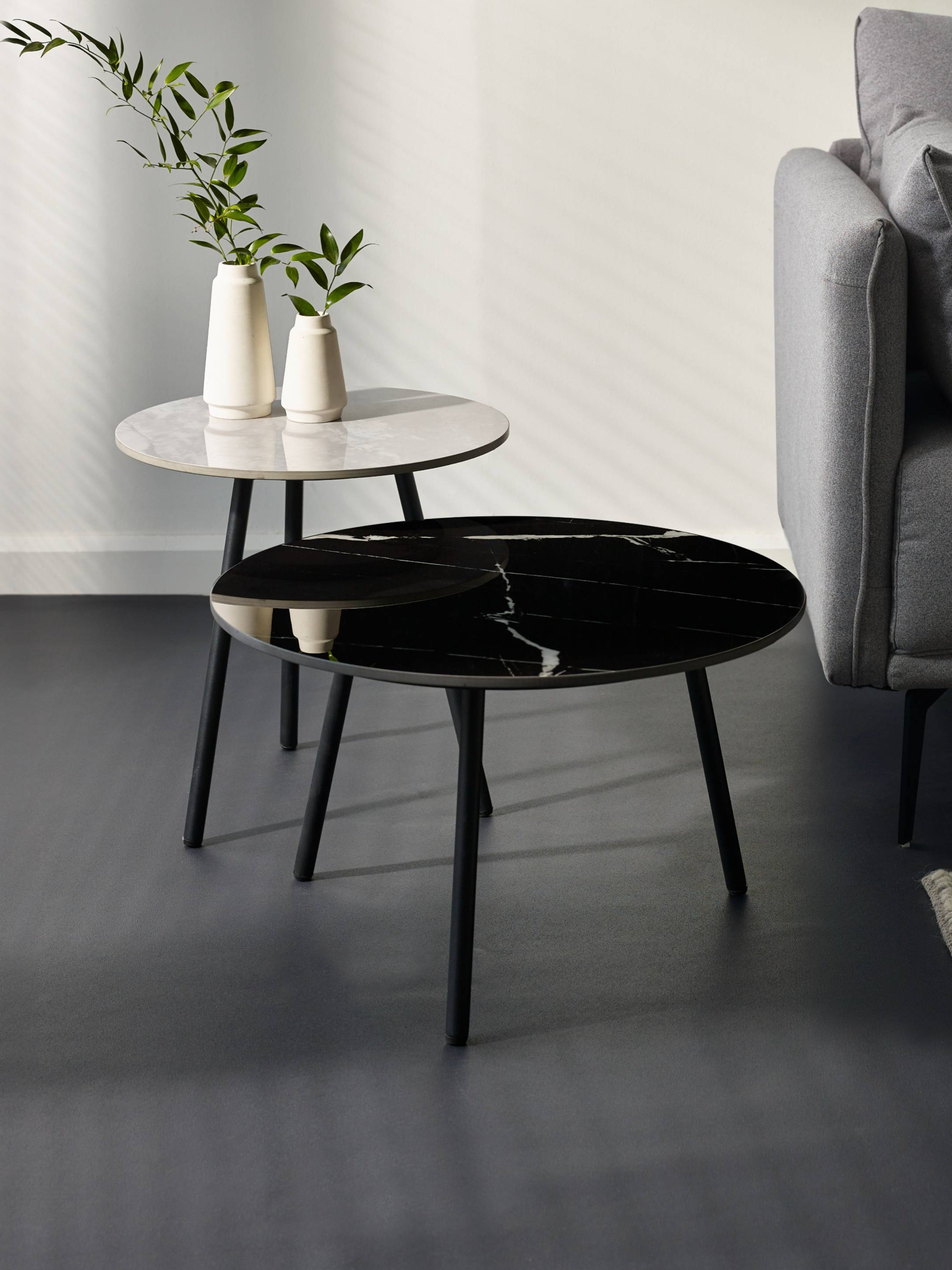 Casper Set of Side Tables Grey and Black