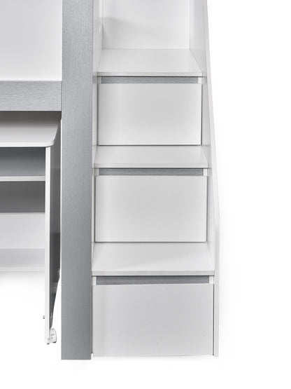Gaia Midsleeper Bed - White and Silver