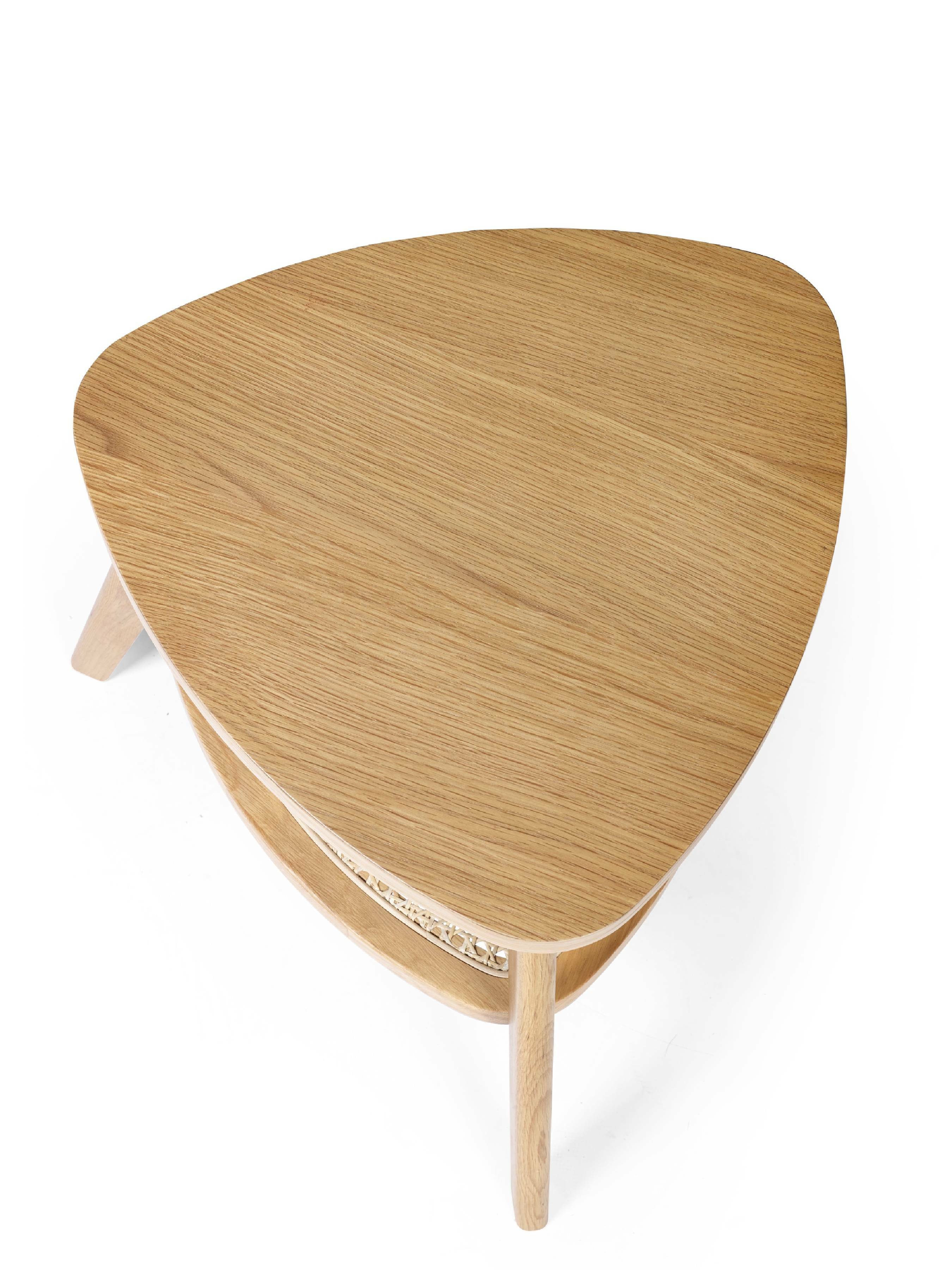 Vera Oak Triangular Side Table with Shelf