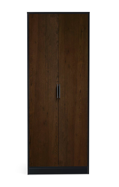 Julian Bowen Wardrobe Alba 2 Door Wardrobe - Walnut/Black Bed Kings