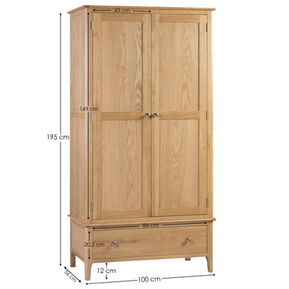 Julian Bowen Wardrobe Cotswold 2 Door 1 Drawer Wardrobe Bed Kings