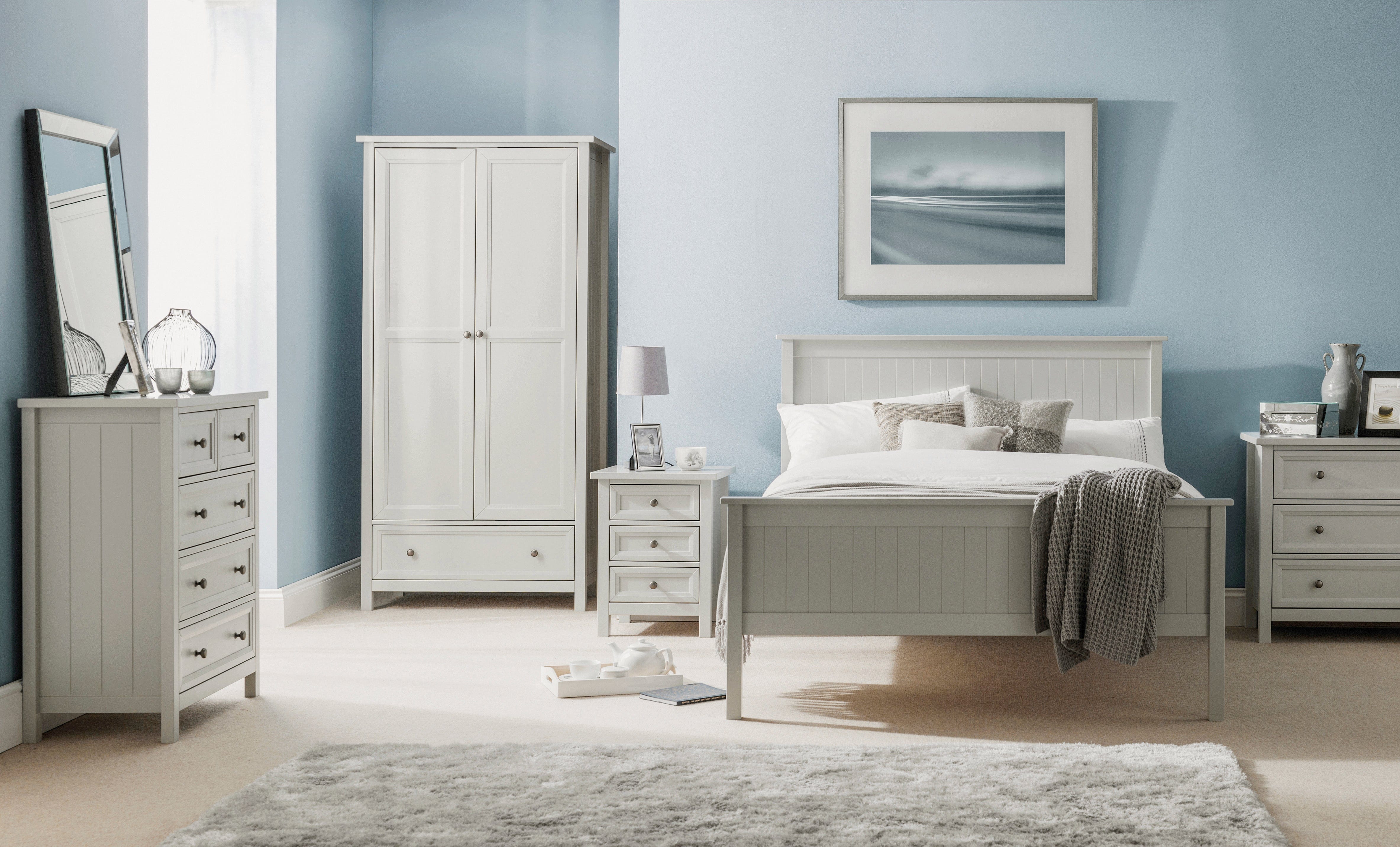 Julian Bowen Wardrobe Maine 2 Door Combination Wardrobe - Dove Grey Bed Kings