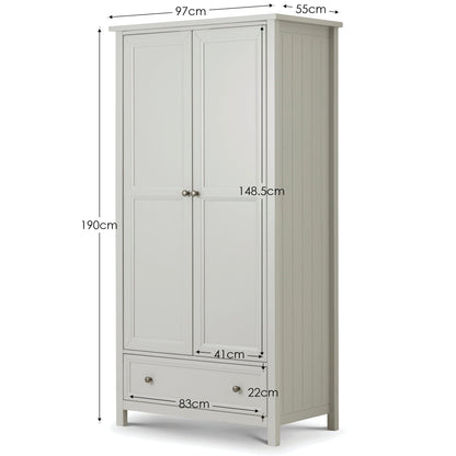 Julian Bowen Wardrobe Maine 2 Door Combination Wardrobe - Dove Grey Bed Kings