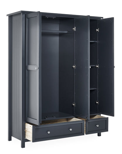 Julian Bowen Wardrobe Maine 3 Door Combination Wardrobe - Anthracite Bed Kings