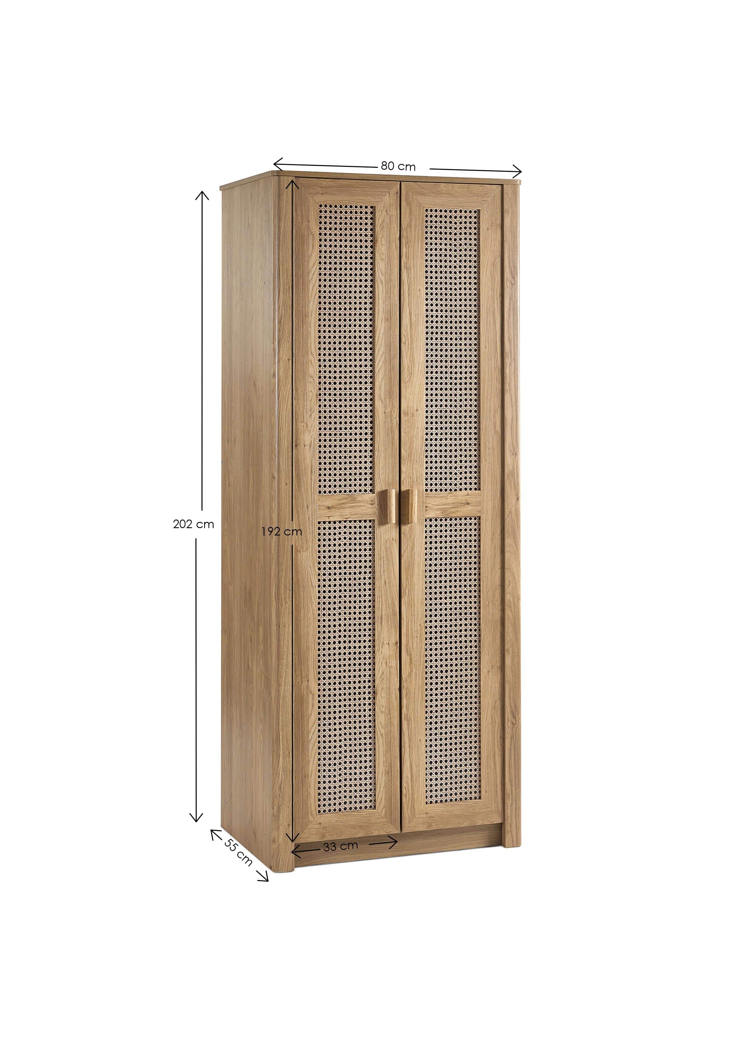 Julian Bowen Wardrobe Sydney 2 Door Wardrobe - Rattan Effect Bed Kings