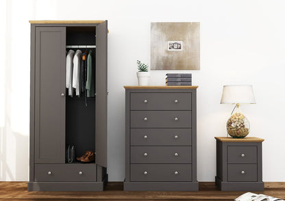 LPD Wardrobe Devon 2 Door Wardrobe Charcoal Bed Kings