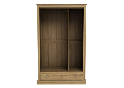LPD Wardrobe Devon 3 Door 2 Drawer Wardrobe Oak Bed Kings