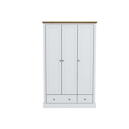 LPD Wardrobe Devon 3 Door 2 Drawer Wardrobe White Bed Kings