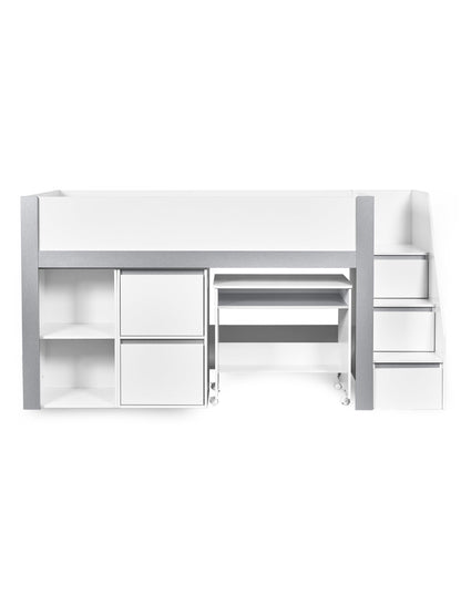 Gaia Midsleeper Bed - White and Silver