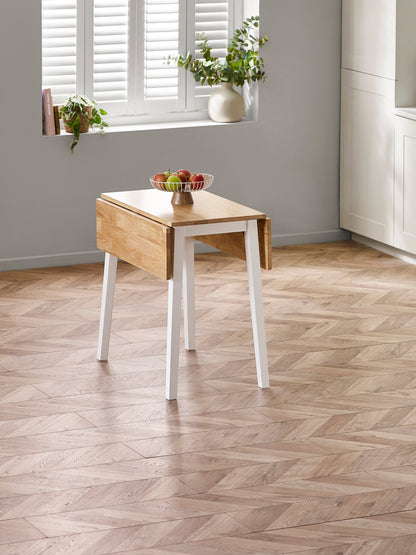 Linwood White and Oak 75cm Drop Leaf Square Extending Dining Table