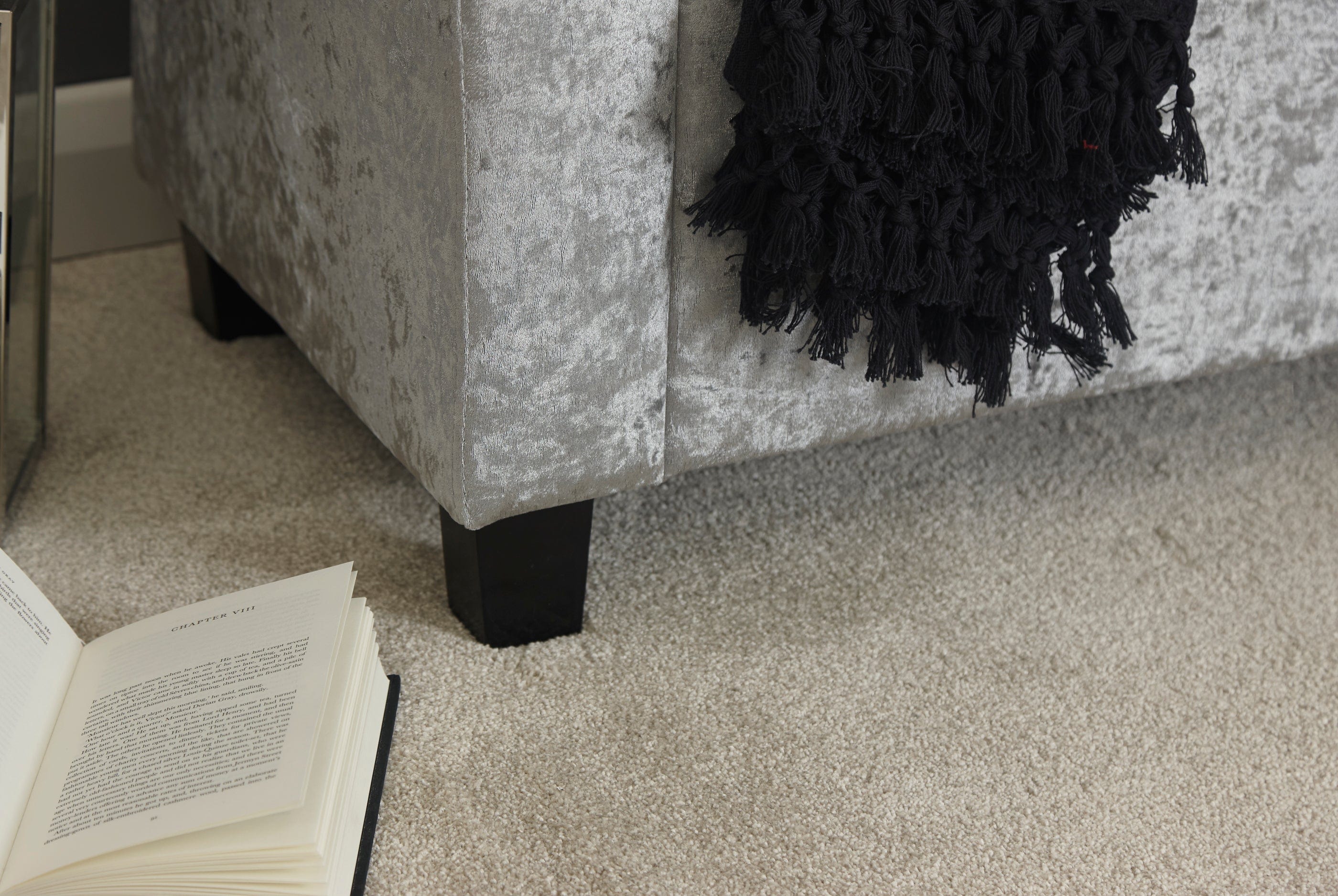 GFW Window Seat Verona Window Seat Grey Crushed Velvet Bed Kings