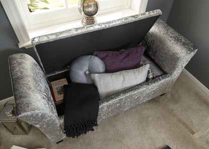 GFW Window Seat Verona Window Seat Grey Crushed Velvet Bed Kings