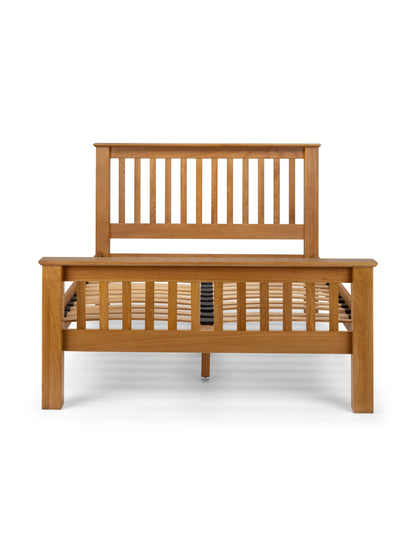 Julian Bowen Wood Bed Amsterdam Oak Bed with High Foot End - Wood - Light Oak Bed Kings