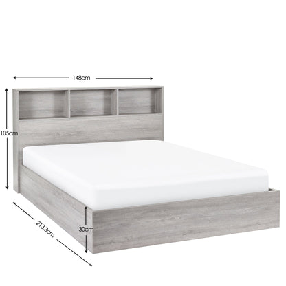 Julian Bowen Wood Bed Double 135cm 4ft 6in Bali Ottoman Storage Bed - Grey Oak Bed Kings