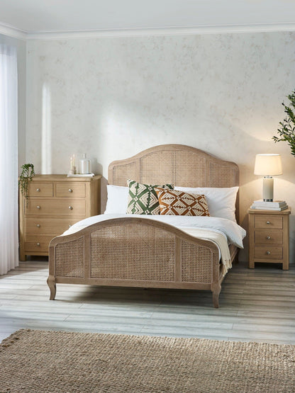 Julian Bowen Wood Bed Fleur Rattan Bed - Light Oak Bed Kings