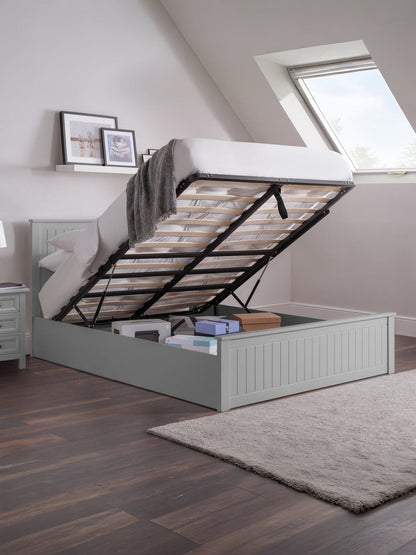 Julian Bowen Wood Bed Maine Ottoman Bed - Dove Grey Bed Kings