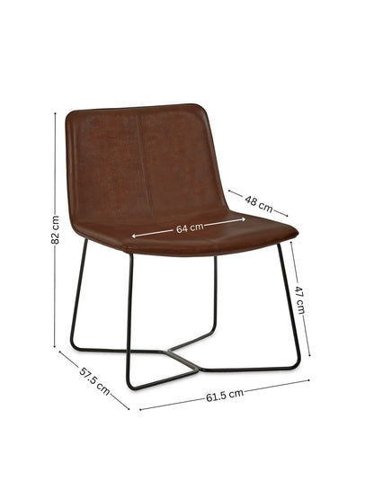 Joren Tan Brown PU Leather Lounge Chair