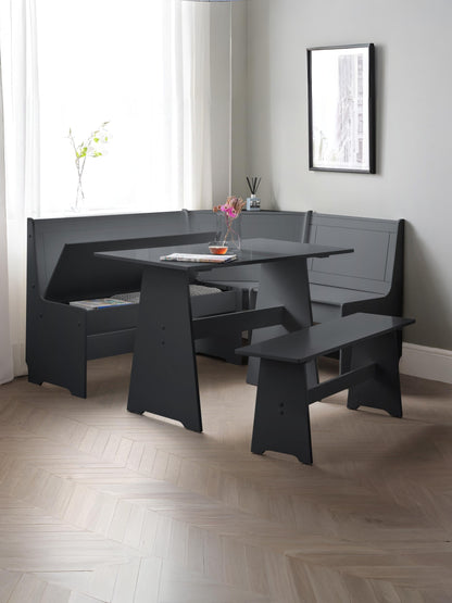 Newport Corner Dining Set With Storage Bench - Anthracite