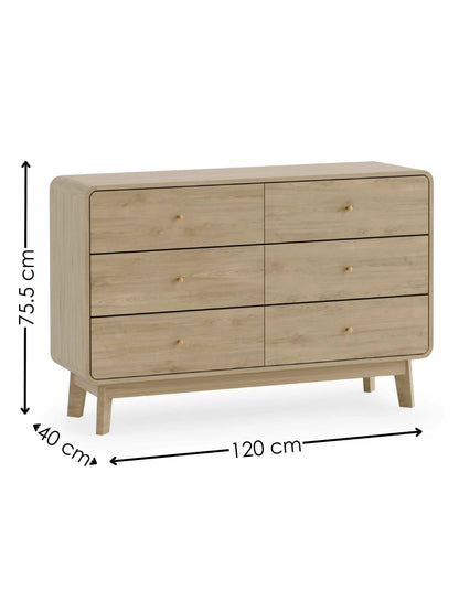 Ingrid 6 Drawer Dresser Oak