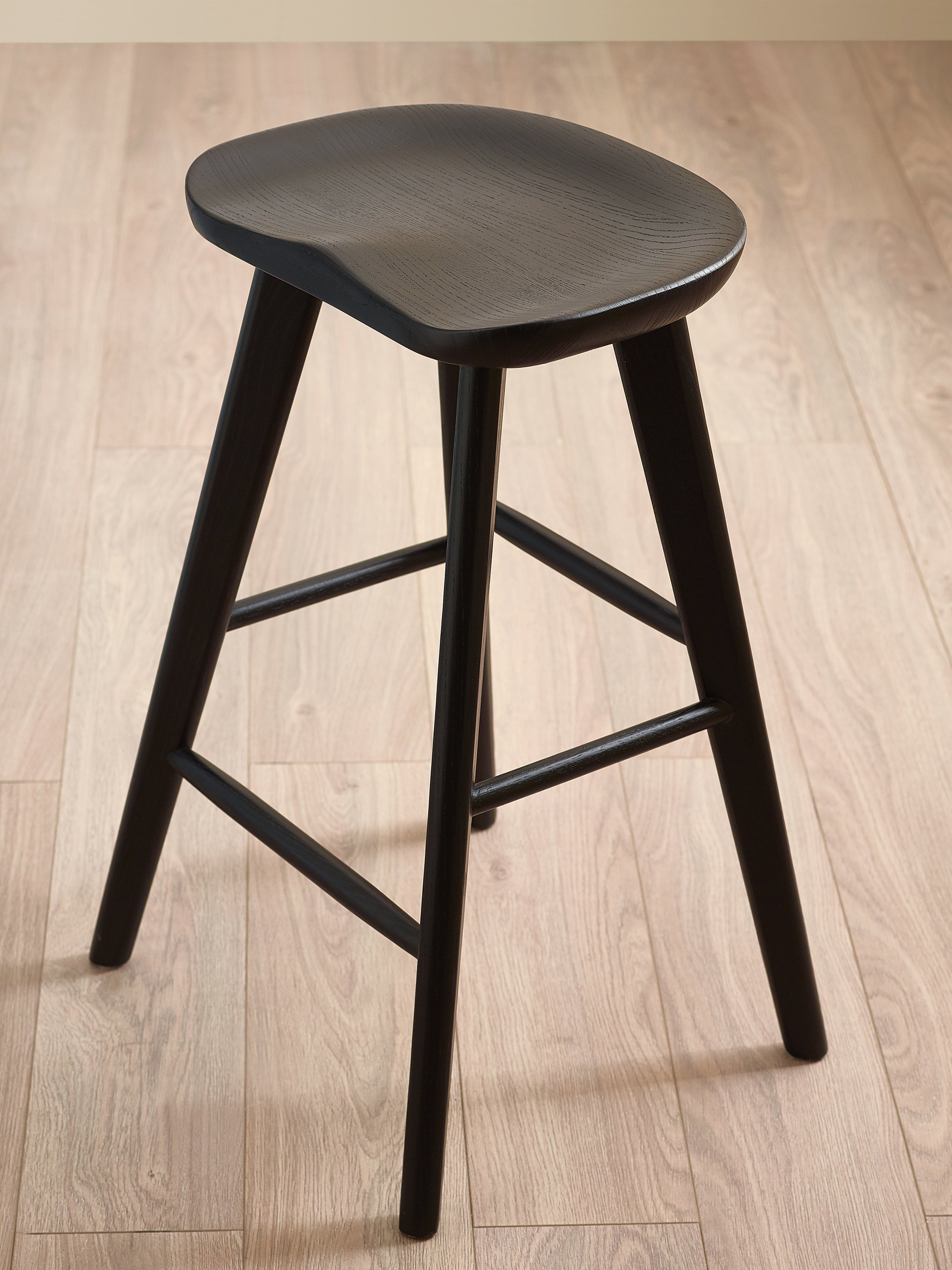 Mulu Black Solid Oak Bar Stool