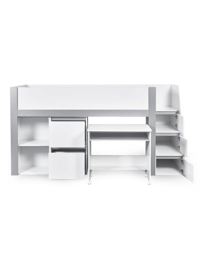 Gaia Midsleeper Bed - White and Silver